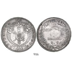 Philippines (under Spain), 8 reales, Isabel II, crowned "Y.II." countermark (1834-37) on a Bogota, C
