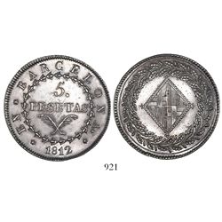 Barcelona, Spain, 5 pesetas, 1812.