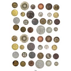 Lot of 24 Cuban tokens, various materials, mostly 1900s, some rare.