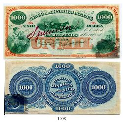 Mexico, Banco de Londres, Mexico y Sud America, 1000 pesos specimen banknote, no date (1867-72), num