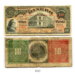 Mexico, El Banco Minero (Chihuahua), 10 pesos banknote, 1910, Series V.3, number 73477.
