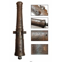Dutch bronze "one-pounder" cannon, ca. 1690-1700, attributed to maker Jasper Van Epecom (Middelburg,