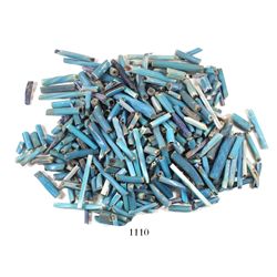 Lot of hundreds of long, blue, tubular, glass trade beads, Spanish colonial, 1500s-1600s.