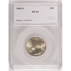 1948-D WASHINGTON QUARTER, SEGS MS-64
