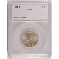 1949-D WASHINGTON QUARTER, SEGS MS-64