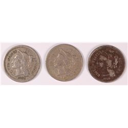 (3) THREE CENT NICKELS (66, 67, 81)