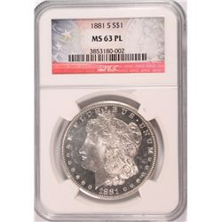 1881-S MORGAN DOLLAR NGC MS-63 PL