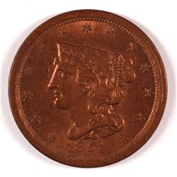 1851 HALF CENT AU-58+ (RED)