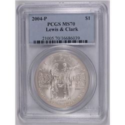 2004 LEWIS & CLARK COMMEMORATIVE DOLLAR PCGS MS-70