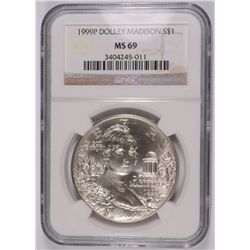 1999 DOLLEY MADISON COMMEMORATIVE DOLLAR NGC MS-69