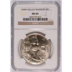 1999 DOLLEY MADISON COMMEMORATIVE DOLLAR NGC MS-69