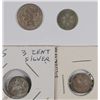 Image 1 : 3 CENT PIECE LOT 1851, 52, 55 3 CENT SILVER, & 1865 3 CENT NICKEL