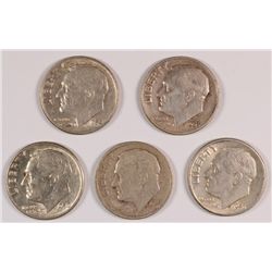 (5) ROOSEVELT DIMES (46, 49-S, 50, 52, 53)