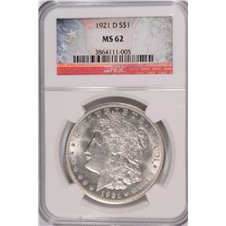 1921-D MORGAN DOLLAR NGC MS-62