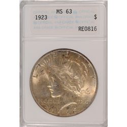 1923 PEACE DOLLAR ANACS MS-63