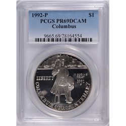 1992 PROOF COLUMBUS COMMEN DOLLAR PCGS PR-69 DCAM