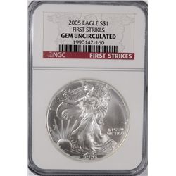 2005 SILVER AMERICAN EAGLE NGC GEM UNC (FIRST STIRKE)