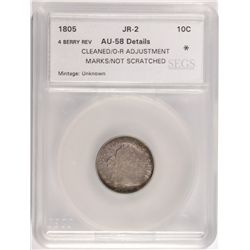 1805 BUST DIME, SEG AU-58, OBVERSE ( minor cleaning )