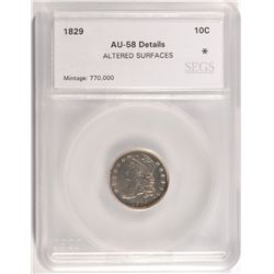 1829 BUST DIME, SEGS AU-58 ( cleaned )