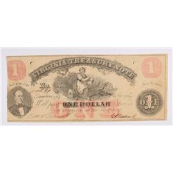 1862 $1 VIRGINA TREASURY NOTE