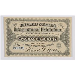 1876 US INTERNATIONAL EXHIBITION PHILADELPHIA (NO OVERPRINT, BLACK SERIAL #)