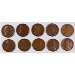 (10) LINCOLN CENTS (10-S, 11-D, 12-S, 22-D, 29, 30, 32, 34, 40-S, 48)