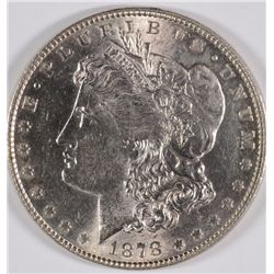 1878 7-TF MORGAN SILVER DOLLAR, AU-58 BRIGHT WHITE!
