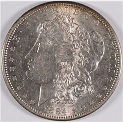 1884-S MORGAN SILVER DOLLAR, AU-55