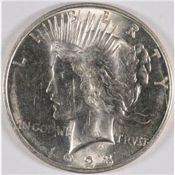 1923-D PEACE SILVER DOLLAR, MS-63