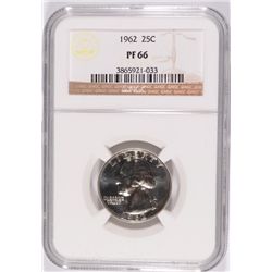 1962 WASHINGTON QUARTER, NGC PROOF-66  SUPER!