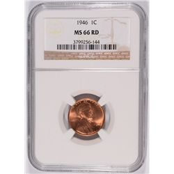 1946 LINCOLN CENT, NGC MS-66 RED!  NICE!
