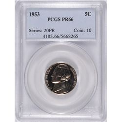 1953 JEFFERSON NICKEL, PCGS PROOF-66