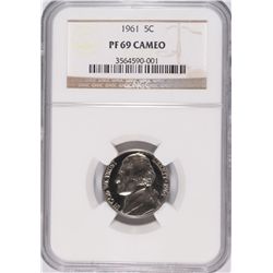1961 JEFFERSON NICKEL, NGC PROOF-69 CAMEO!