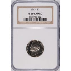 1963 JEFFERSON NICKEL, NGC PROOF-69 CAMEO!
