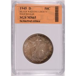 1945-D WALKING LIBERTY HALF DOLLAR SGS MS65