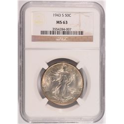 1943-S WALKING LIBERTY HALF DOLLAR NGC MS63
