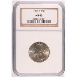 1953-S WASHINGTON QUARTER NGC MS65