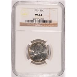 1955 WASHINGTON QUARTER NGC MS64