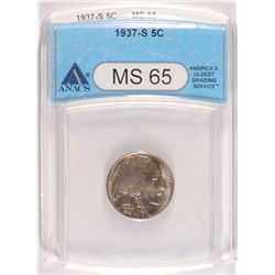 1937-S BUFFALO NICKEL ANACS MS65