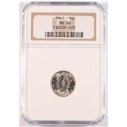 1941 MERCURY DIME NGC MS66