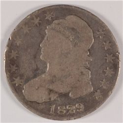 1829 / 7 BUST HALF DOLLAR VG, SOME MINOR RIM BUMPS