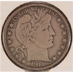 1911-S BARBER HALF DOLLAR FINE+