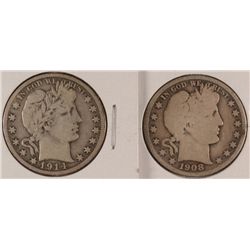 1908 BARBER HALF GOOD & 1914-S BARBER HALF VG