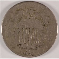 1874 SHIELD NICKEL GOOD SCRATCH OBVERSE