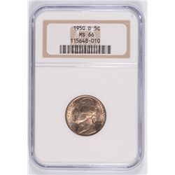 1950-D JEFFERSON NICKEL NGC MS-66