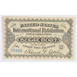 1876 US INTERNATIONAL EXHIBITION PHILADELPHIA (NO OVERPRINT, BLUE SERIAL #)