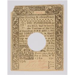 1780 ONE SHILLING & THREE PENCE COLOINAL CONNECTICUT
