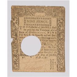 1780 NINE PENCE COLONIAL CONNECTICUT