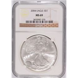 2004 AMERICAN SILVER EAGLE, NGC MS-69 NICE!
