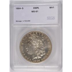 1904-O MORGAN SILVER DOLLAR, SEGS MS-61 DMPL!
